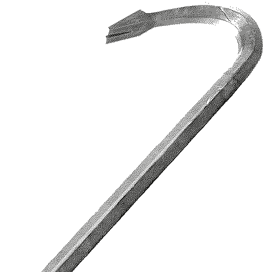 The claw of the crowbar, printed as a one-bit halftone.